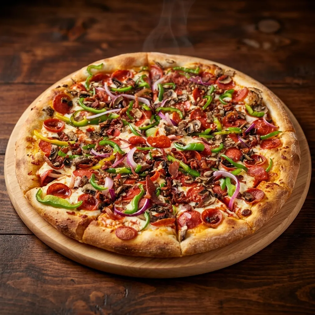 Deluxe combination pizza at Pizza Loco in Sherwood Park, AB